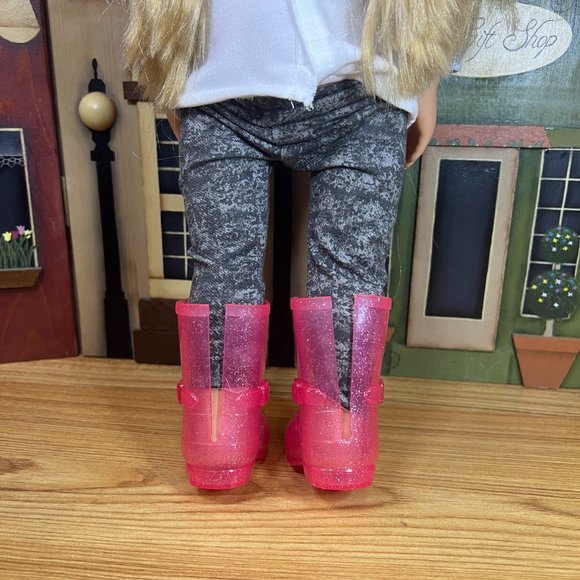 Pink Glitter Rain Boots for 18- Inch Doll - Picture 5 of 9